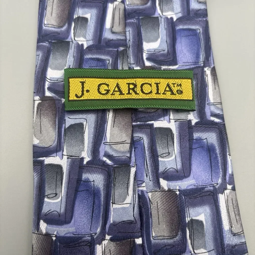 J. Garcia Uncorrected Manuscript Tie Silk Blue Geometric Collection Fourteen